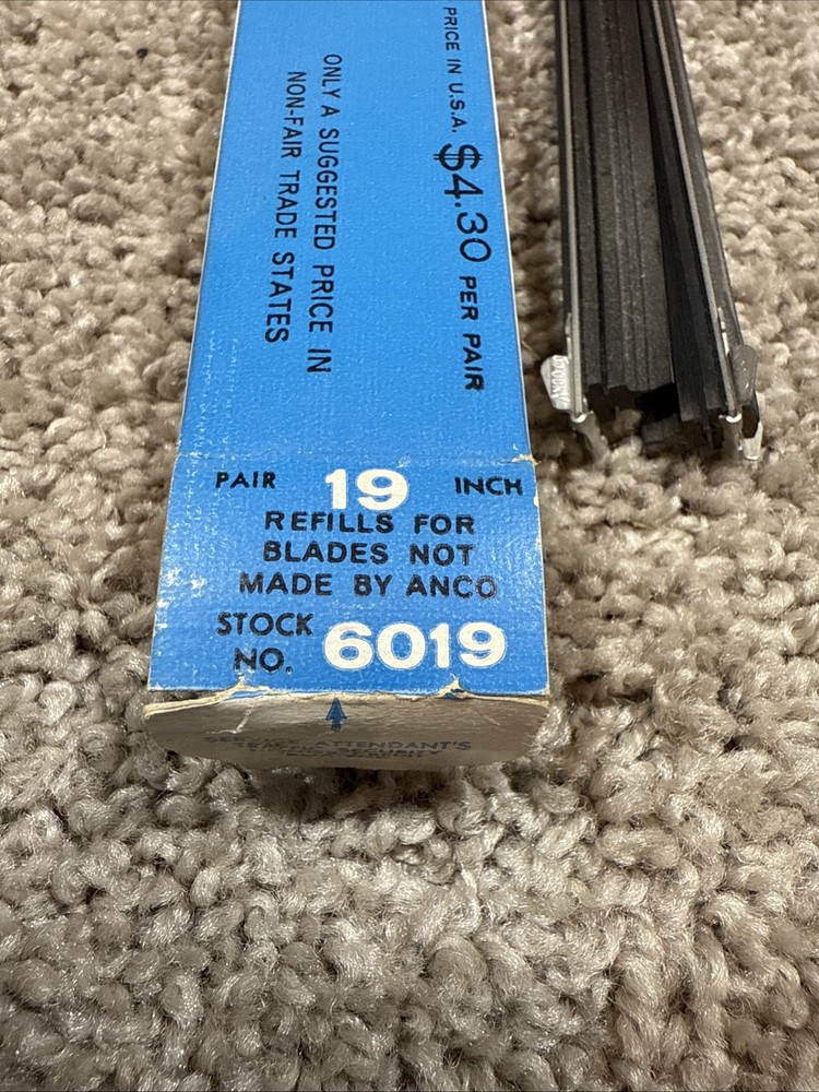 NOS ANCO 19” Replaceable refills Wiper Blades Rainmaster #6019 Pair