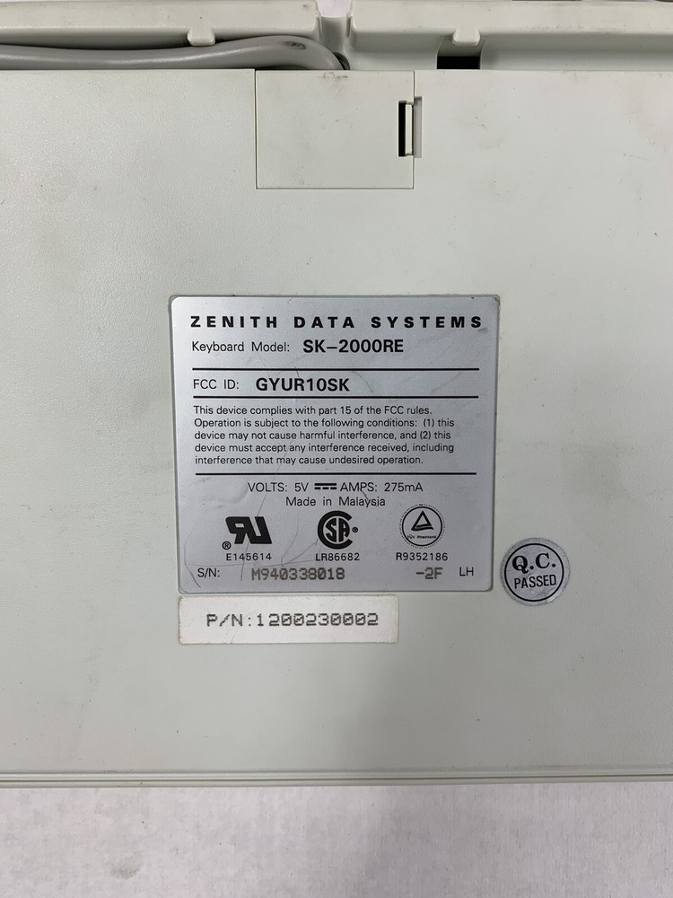 Zenith Data Systems SK-2000RE Keyboard French PS/2