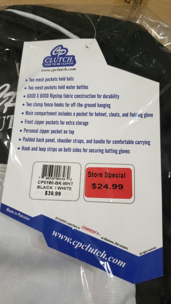 Baseball & Softball Bat Pack Black/White CP0160 BK-WHT, Free shipping