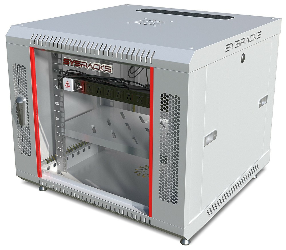 9U Wall Mount Server Rack Network Cabinet Data AV 24-inch Depth Locking GREY