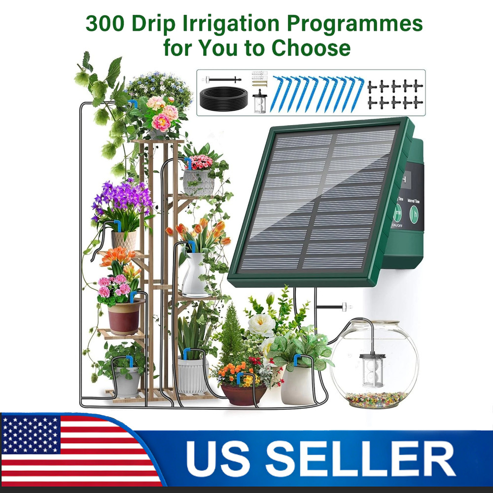 10 Drip Tip Solar Irrigation System 300 Watering Programmes with 10M Hose Garden