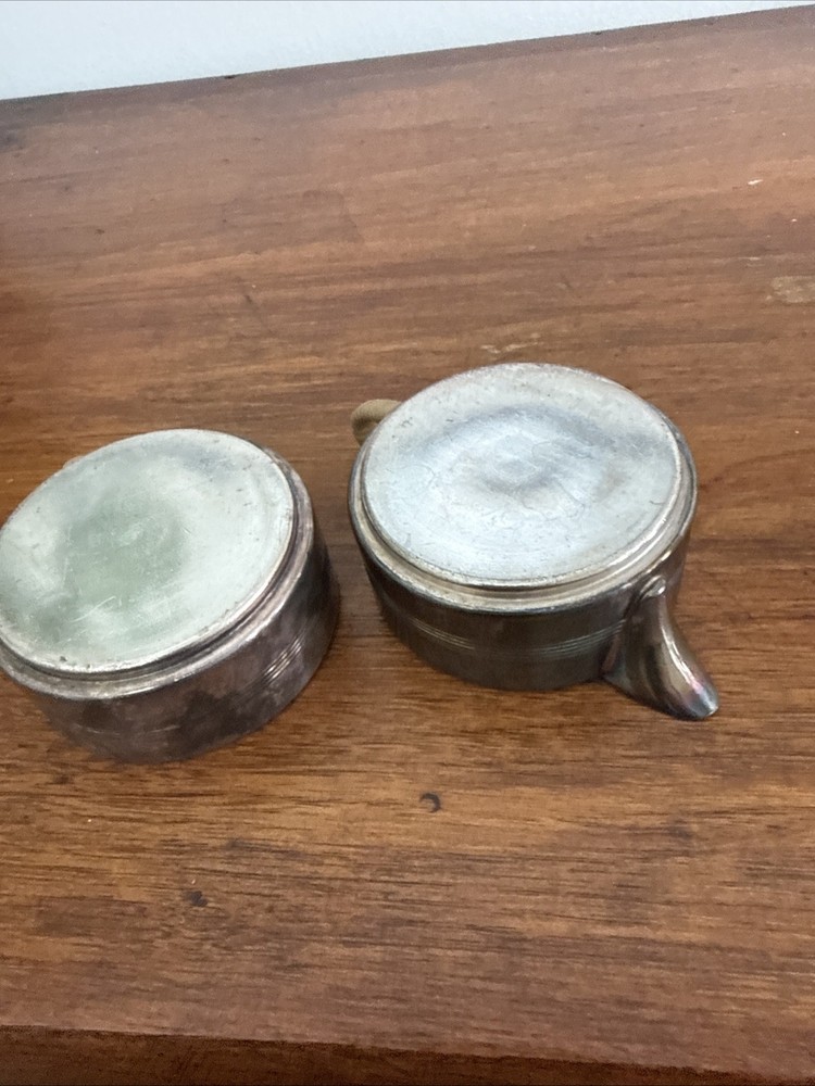 Unique Vintage 2 Piece SIlverplate Stackable Creamer And Mug