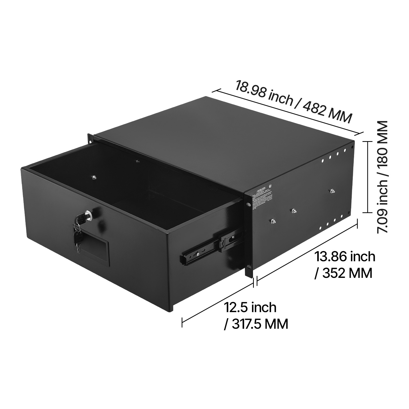 Uimoso 4U Rack Mount Drawer, 50 lbs Capacity, Lockable for 19-Inch Server Racks