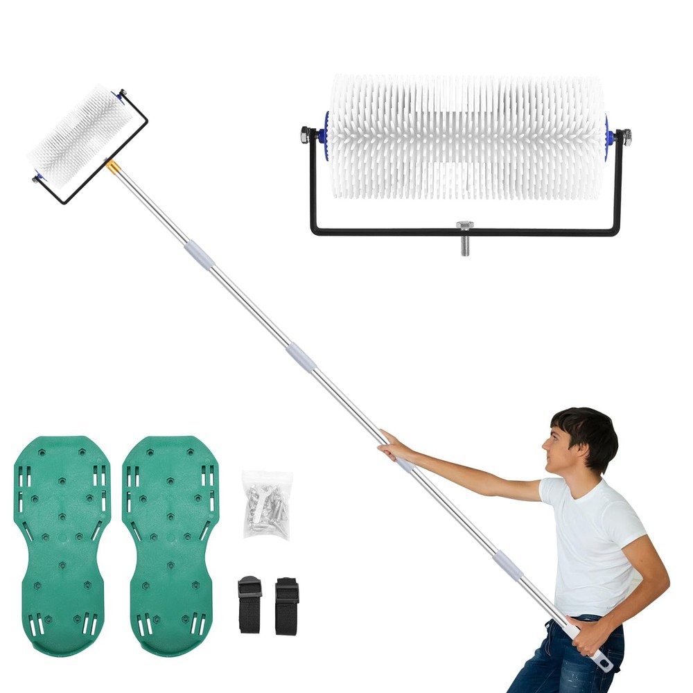 Spike Roller for Self Leveling , 9 Inch Heavy-Duty Screed Spiked Roller with ...