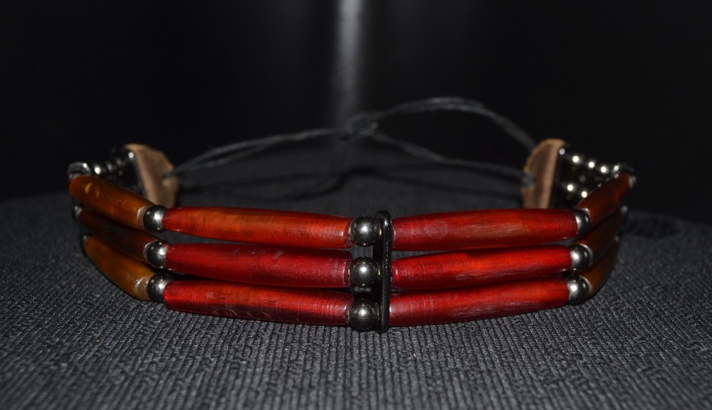 Native Style Bone Bead Choker Red