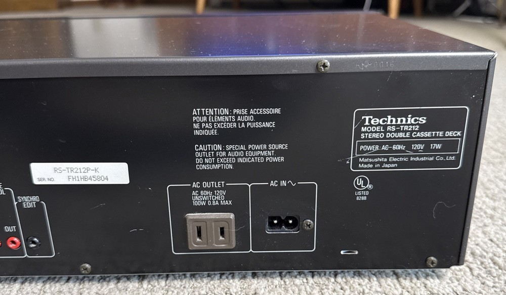 Technics RS-TR212 Dual Stereo Double Cassette Deck Tested Working Good Condition