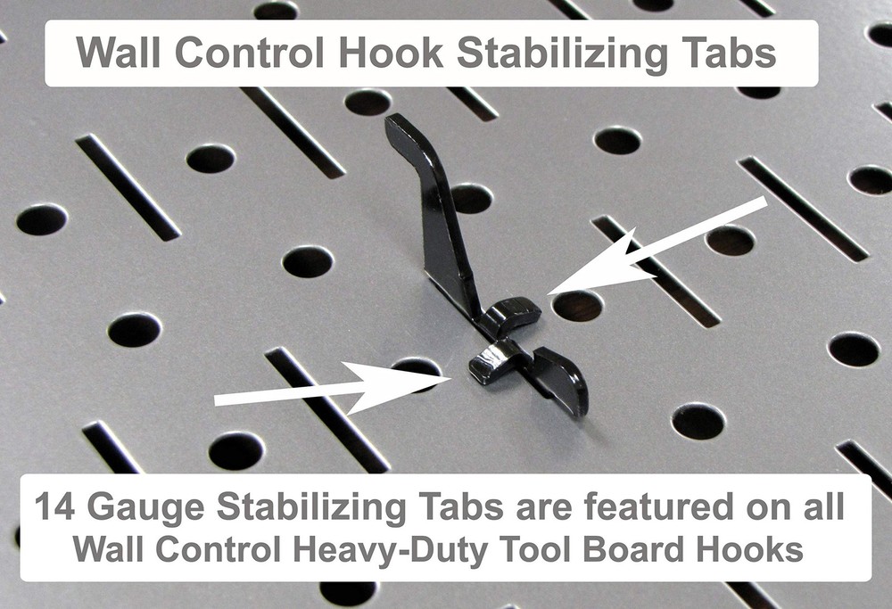 Slotted Pegboard U-Hook for Pegboard Only 4" Peg Hook Reach 2-Hook Pack Black