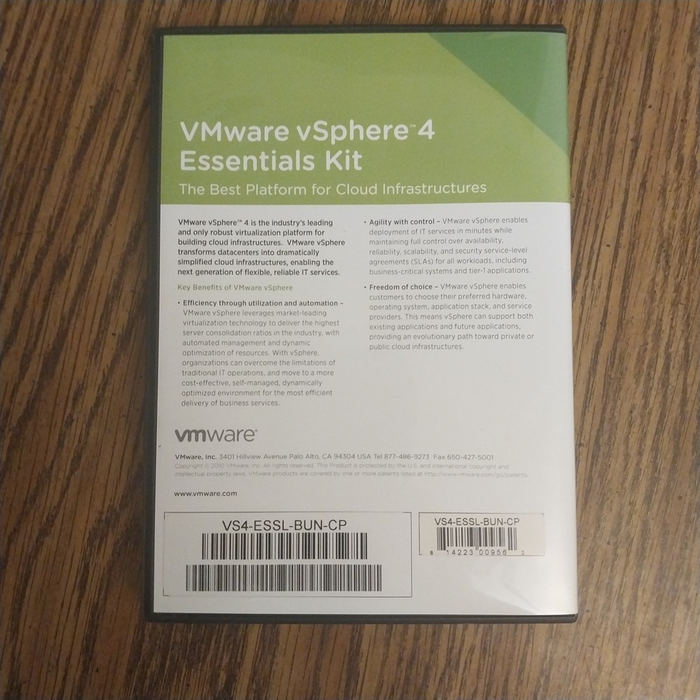 VMWare VSphere 4 Essentials Kit Discs and Case ONLY No Serial # or service