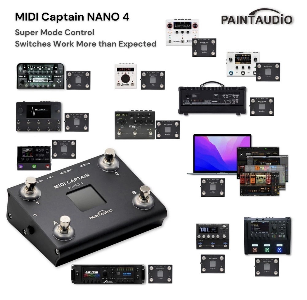 Paint Audio MIDI Captain NANO 4 Foot Controller Multi-Effects Keyboards Synth...
