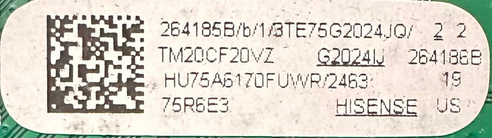 Hisense 264185 Main Board 75R6E3