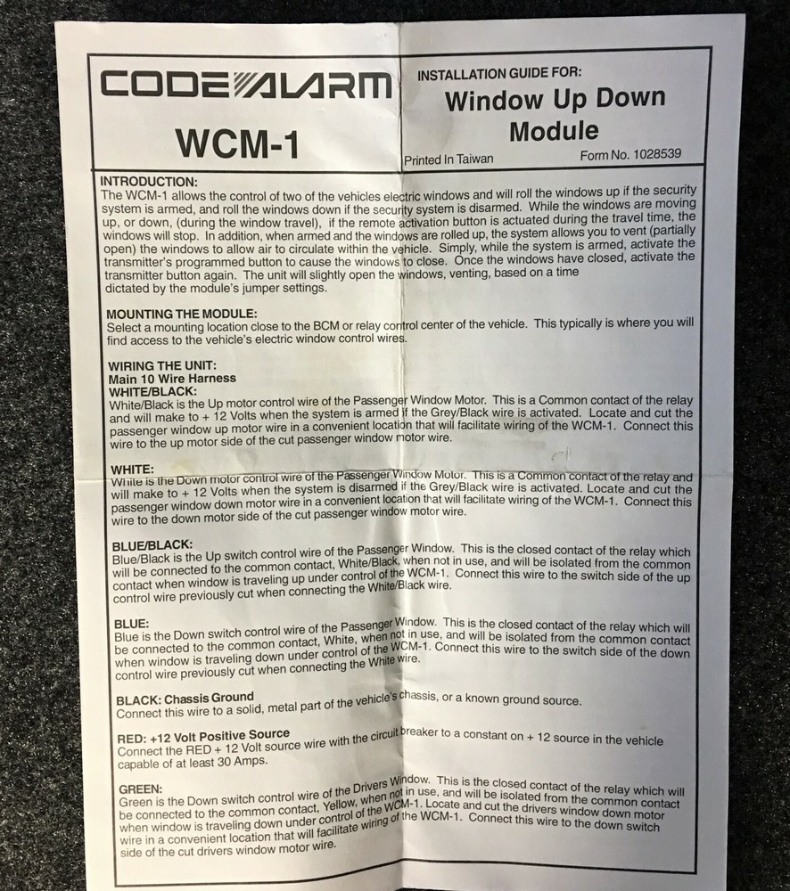 CODE ALARM WCM1 WINDOW CONTROL MODULE NEW
