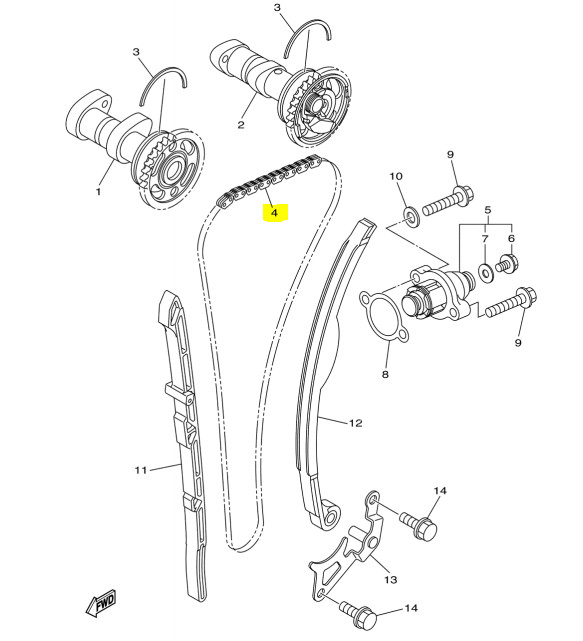 OEM YAMAHA CAM TIMING CHAIN 94591-57122-00 YZ450F WR450F FX (2010-2019)