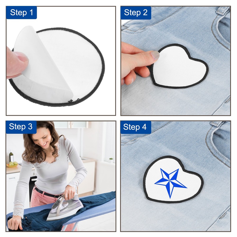 20pcs Sublimation Patch Blank, Fabric Iron-on White with Black Border