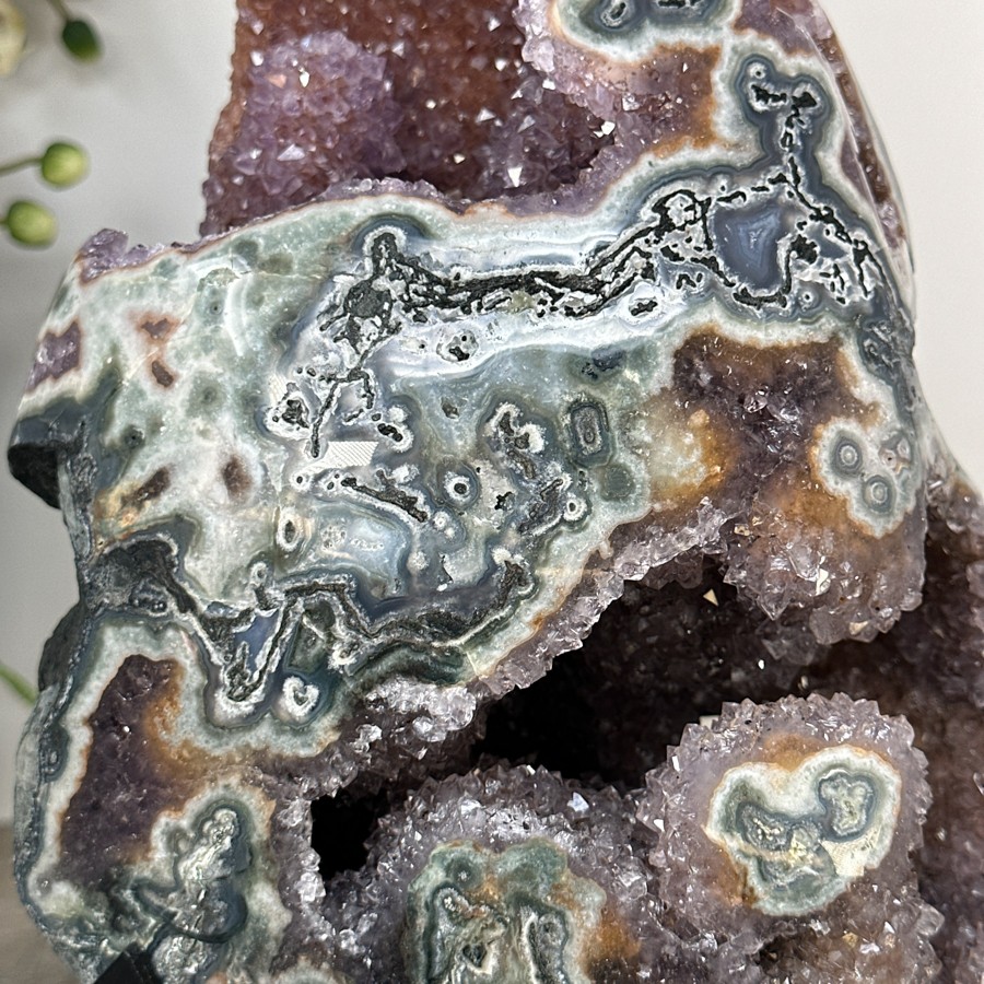 Unique Green Jasper & Amethyst Crystal Specimen. MWS2280