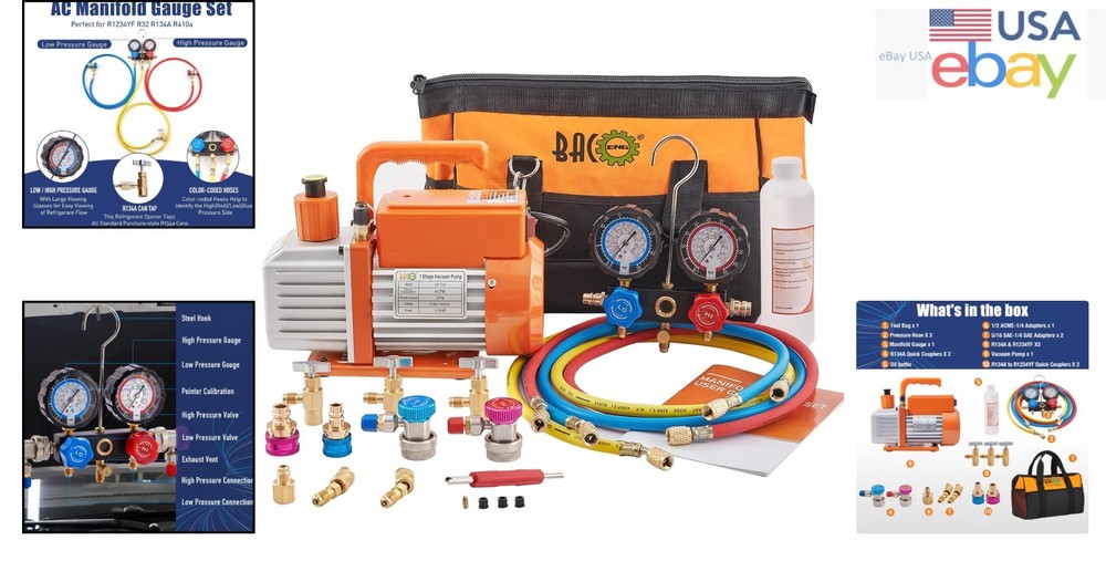 Durable AC Vacuum Pump Set for Efficient Refrigerant Handling and Installation