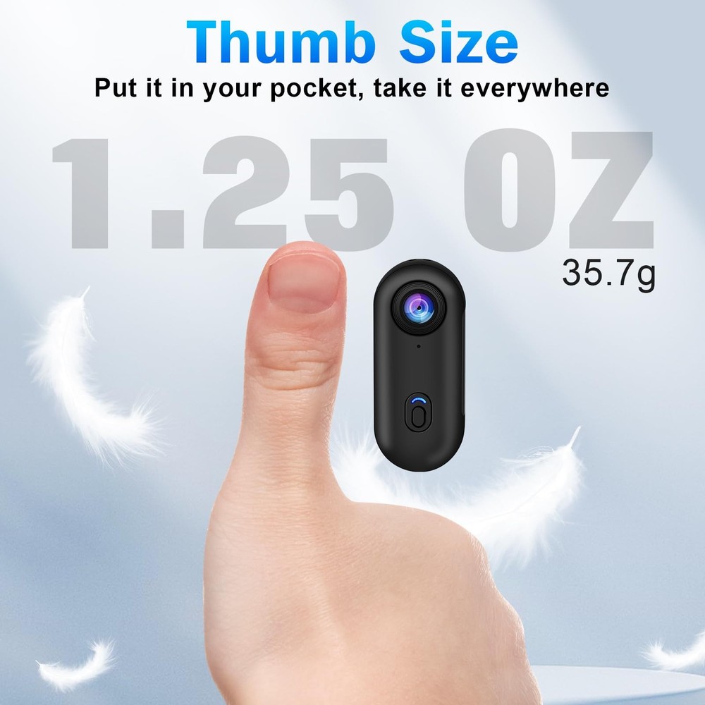 i3 4K Thumb Action Camera,Tiny Size,Mount Anywhere,Small Body Camera with Spr...