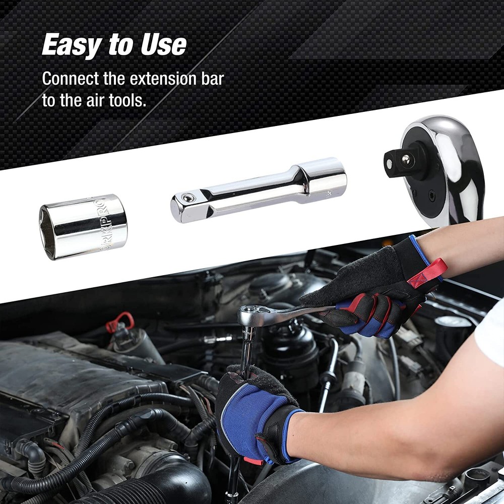 VALUEMAX 9 PCS Socket Accessory Set 3/8" Drive Extension Bar Set Chrome Plated