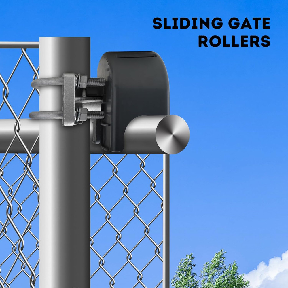 Durable Nylon Sliding Gate Rollers for 4" Posts - Set of 4, Chain Link Ready
