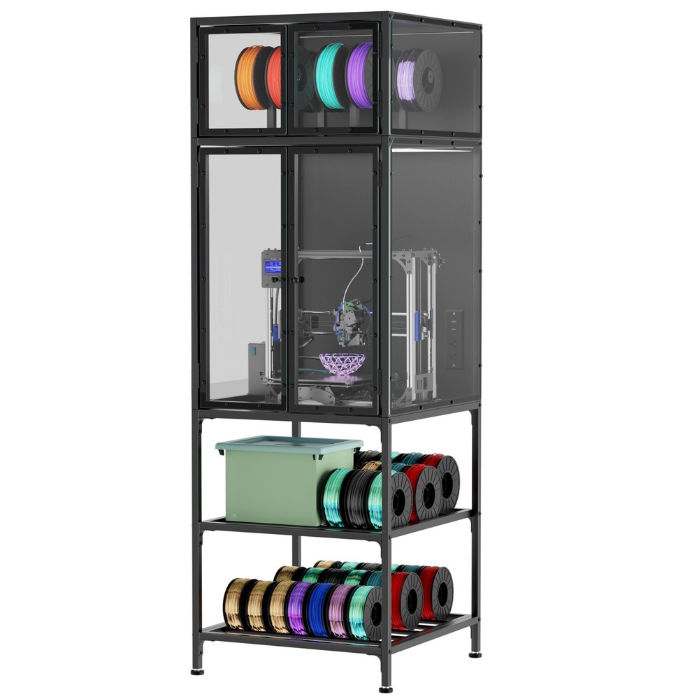 3D Printer Cabinet w/ Double Layer 3D Printer Filament Storage Rack for Studio