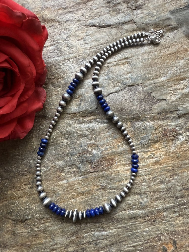Sterling silver Lapis necklace 18 inch