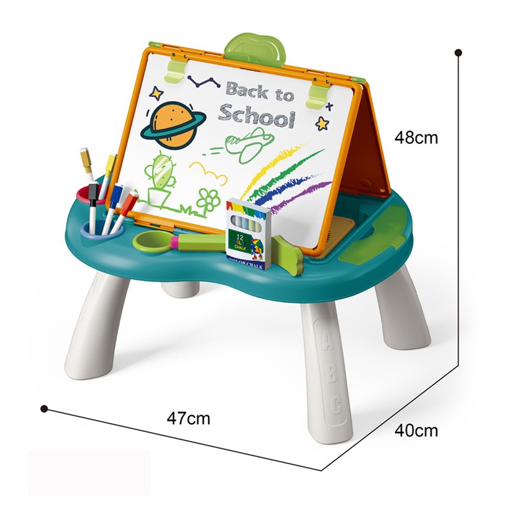 Foldable Children Drawing Board Easel With 2 Board Games Art Tools