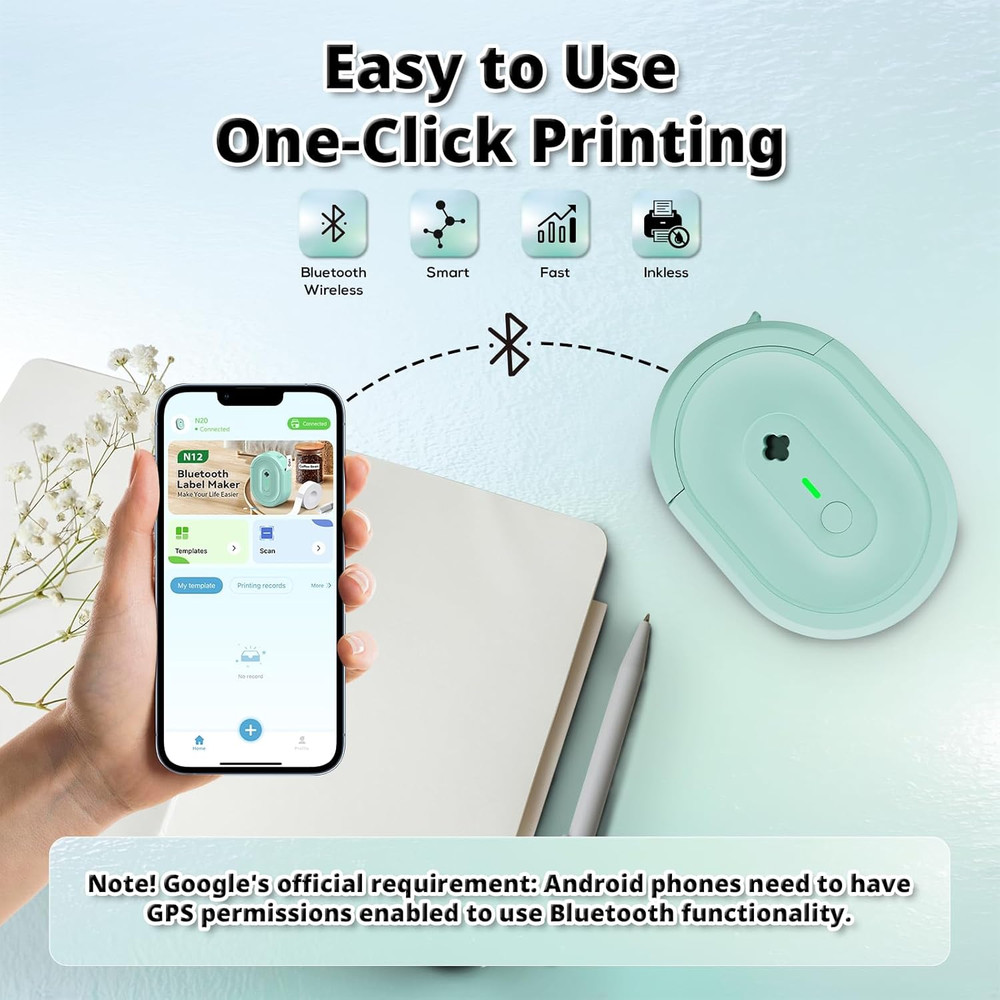 Label Maker Machine with Tape, Portable Bluetooth Label Makers, Inkless Mini Pri