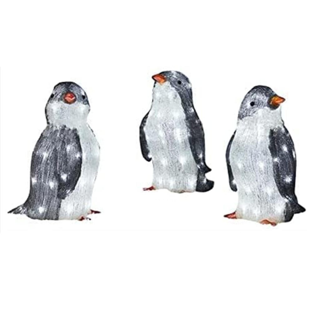 3Pcs LED Light Up Acrylic Penguins Christmas Yard Decoration