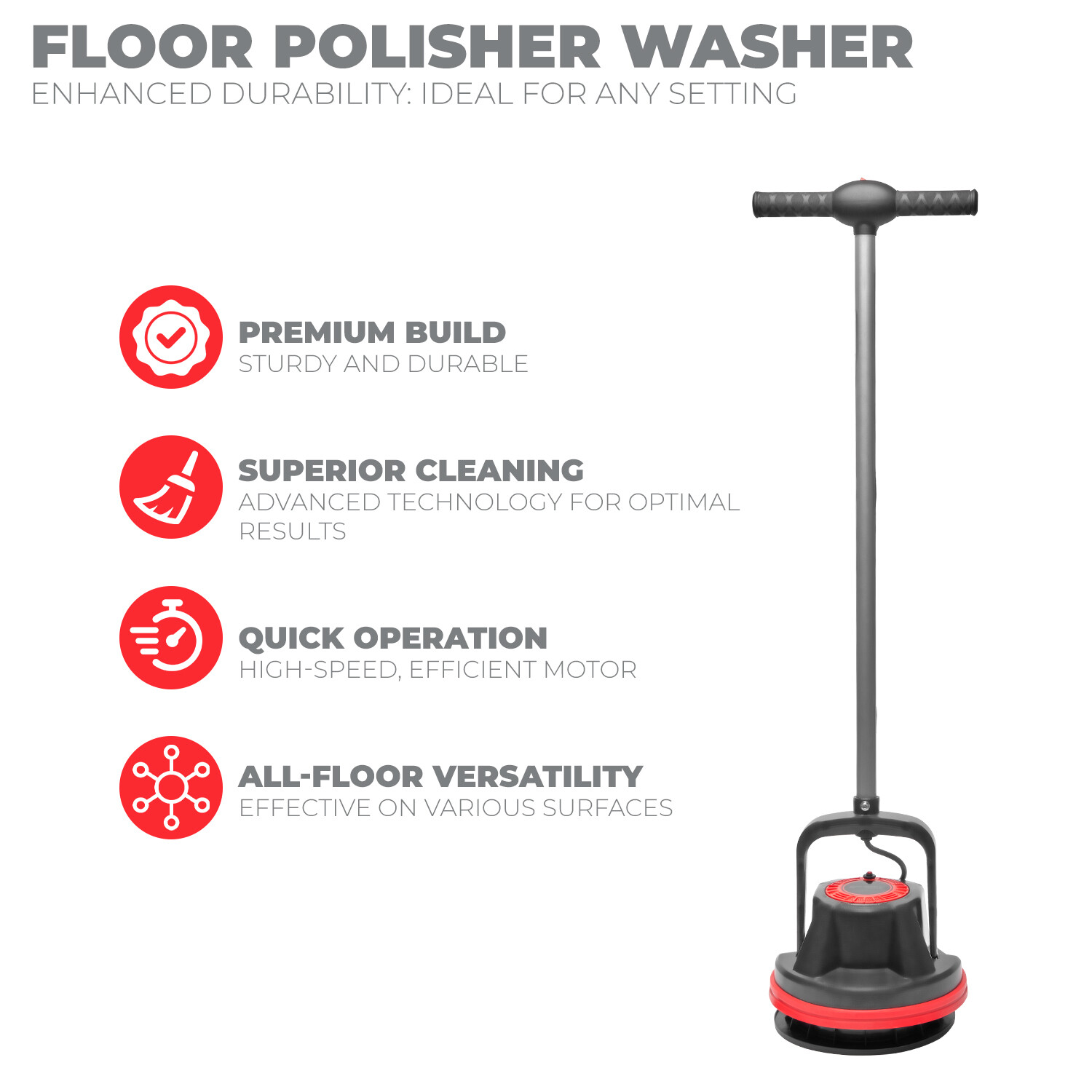 XtremepowerUS 10" Multi-Purpose Floor Polisher Cleaner Machine, 39-ft Power Cord