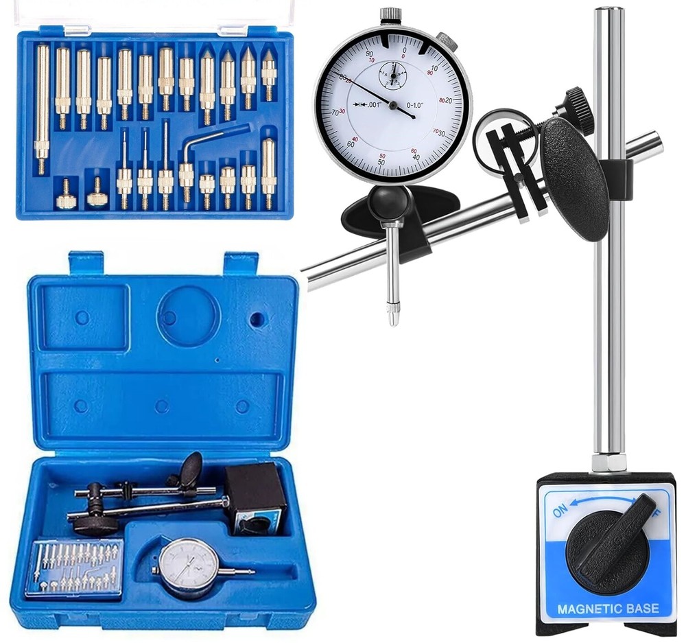 Dial Indicator with Magnetic Base 0.001"Precision Gauge Test Indicator Point Set