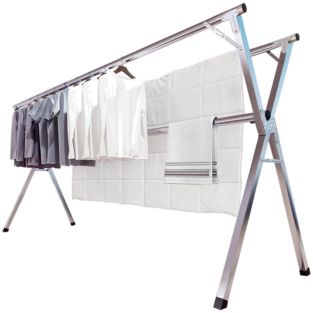 Large Foldable Laundry Rack with Windproof Hooks