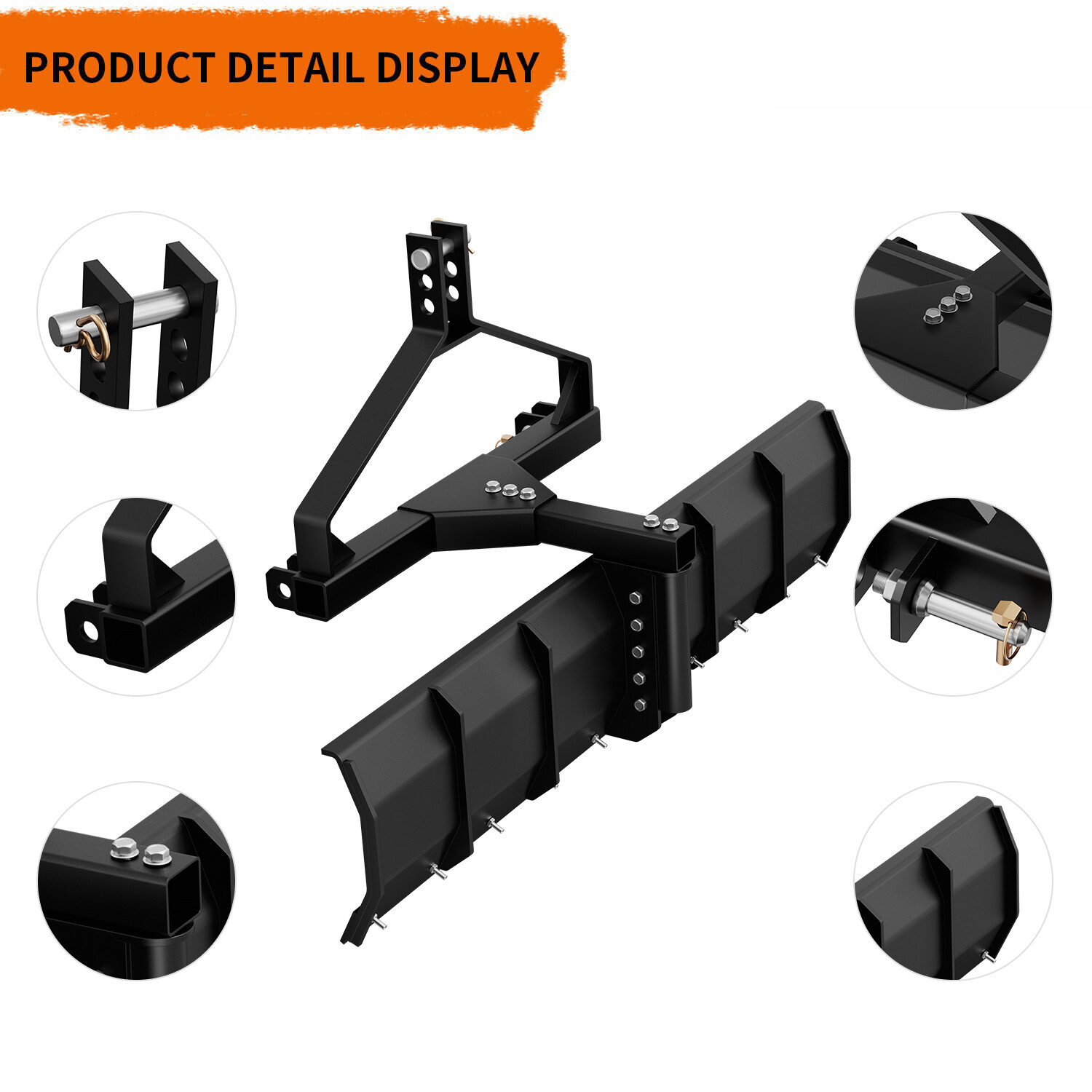 Heavy 52" CAT-0 &Cat 1 Rear Grading Blade for Driveway Leveling Soil Preparation