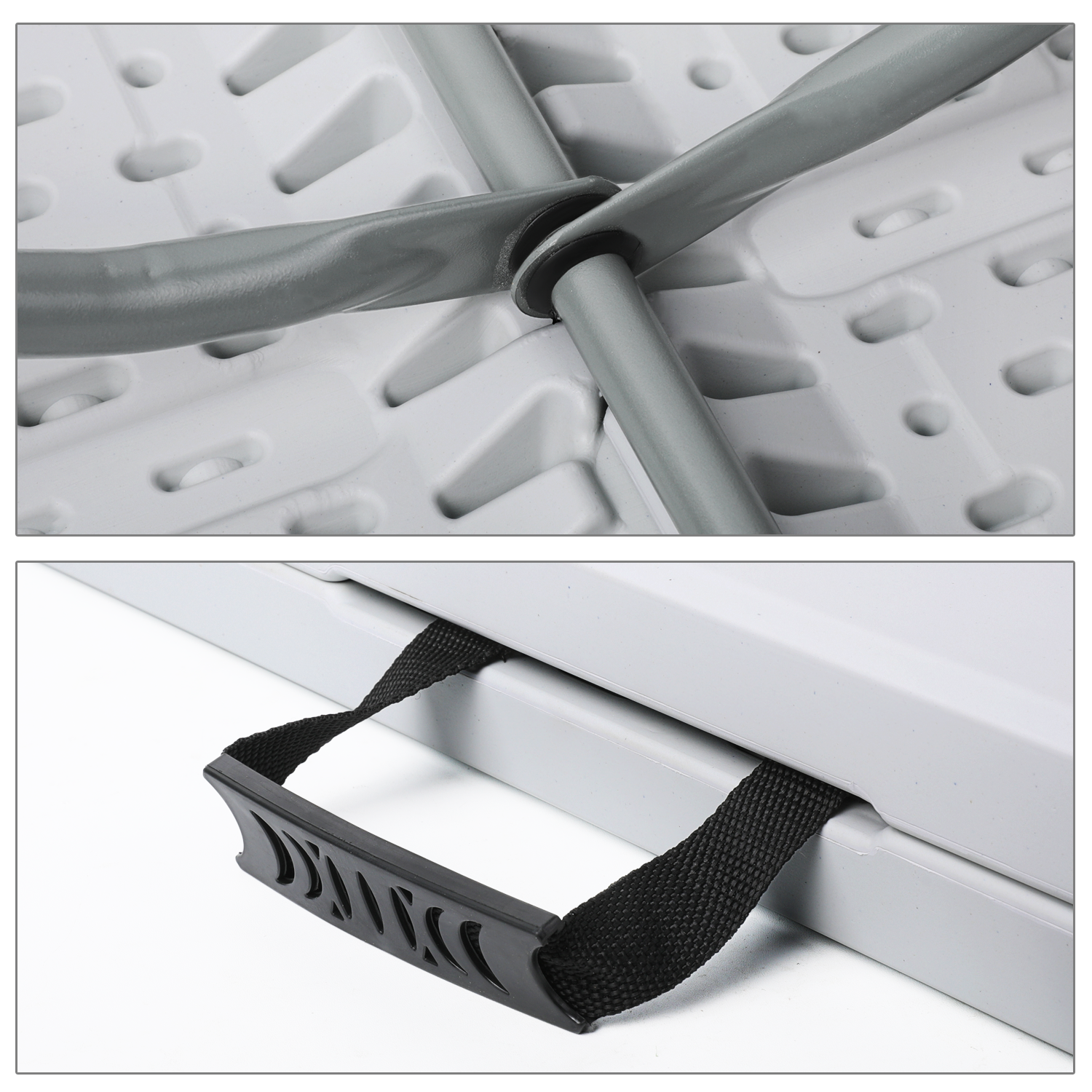 4ft Grey Portable Folding Home Plastic Table Adjustable Foot Camping Picnic Desk