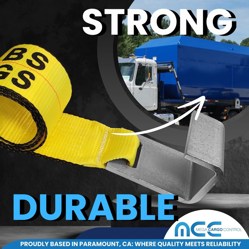 2 Pack 4" x 5' Roll Off Container Winch Strap for Cargo Securement Construction
