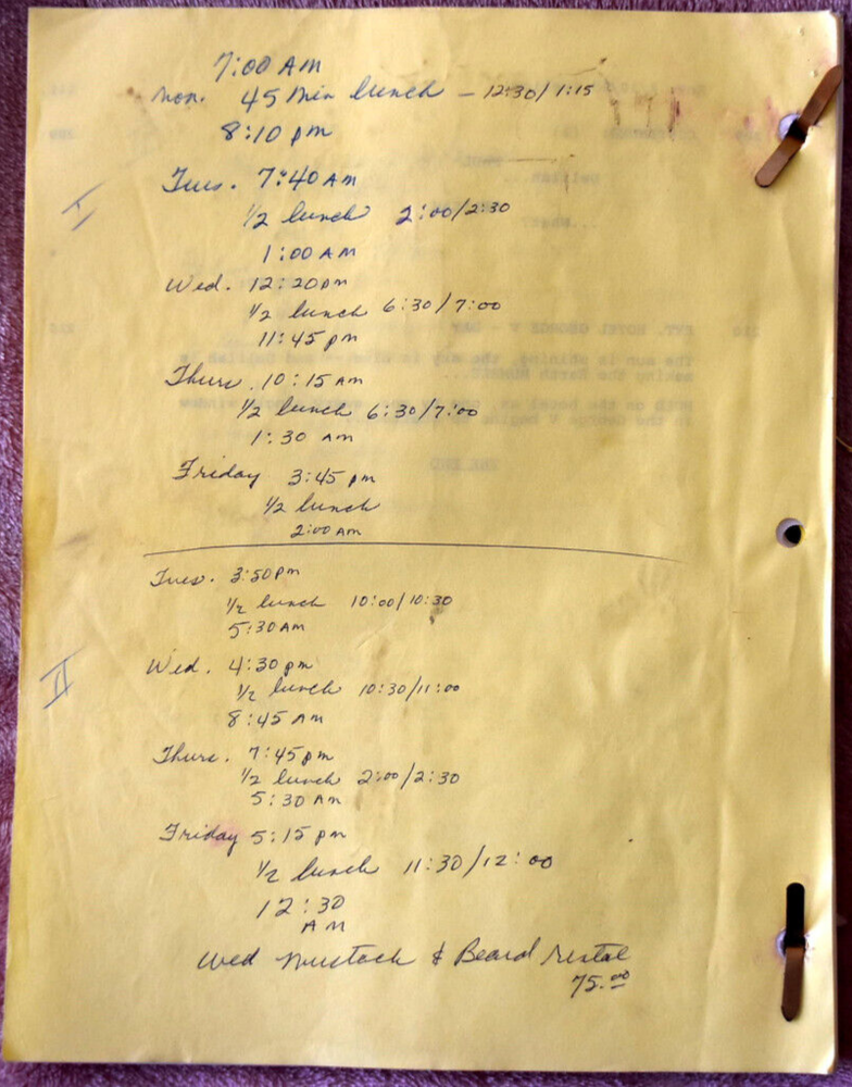1992 Original "Running Delilah" Shooting Draft Screenplay Script