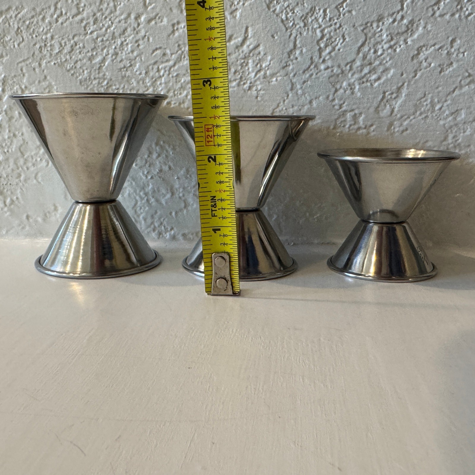 Stainless Steel Double Jigger Set Bartender Bar Measuring Cup 3 Piece