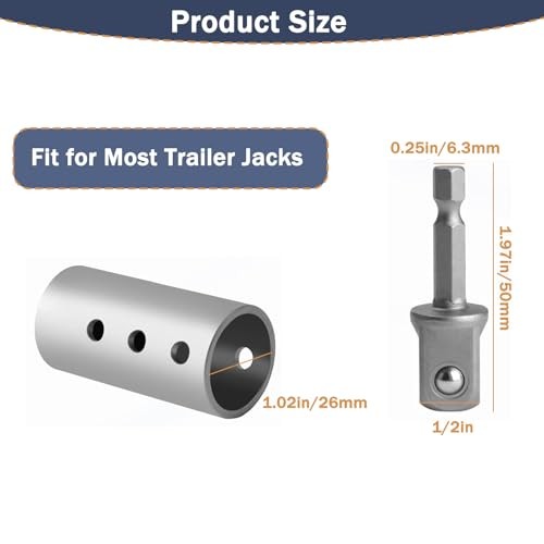 Trailer Jack Electric Drill Adapter with 1/2 Inch Socket Adapter Bit