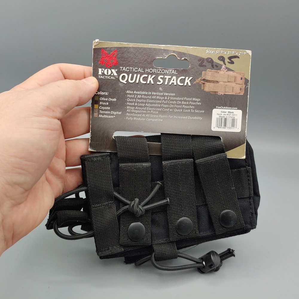 Fox Tactical Horizontal Quick Stack Hold 2 Magazines Black Item No #57-3311 NWT