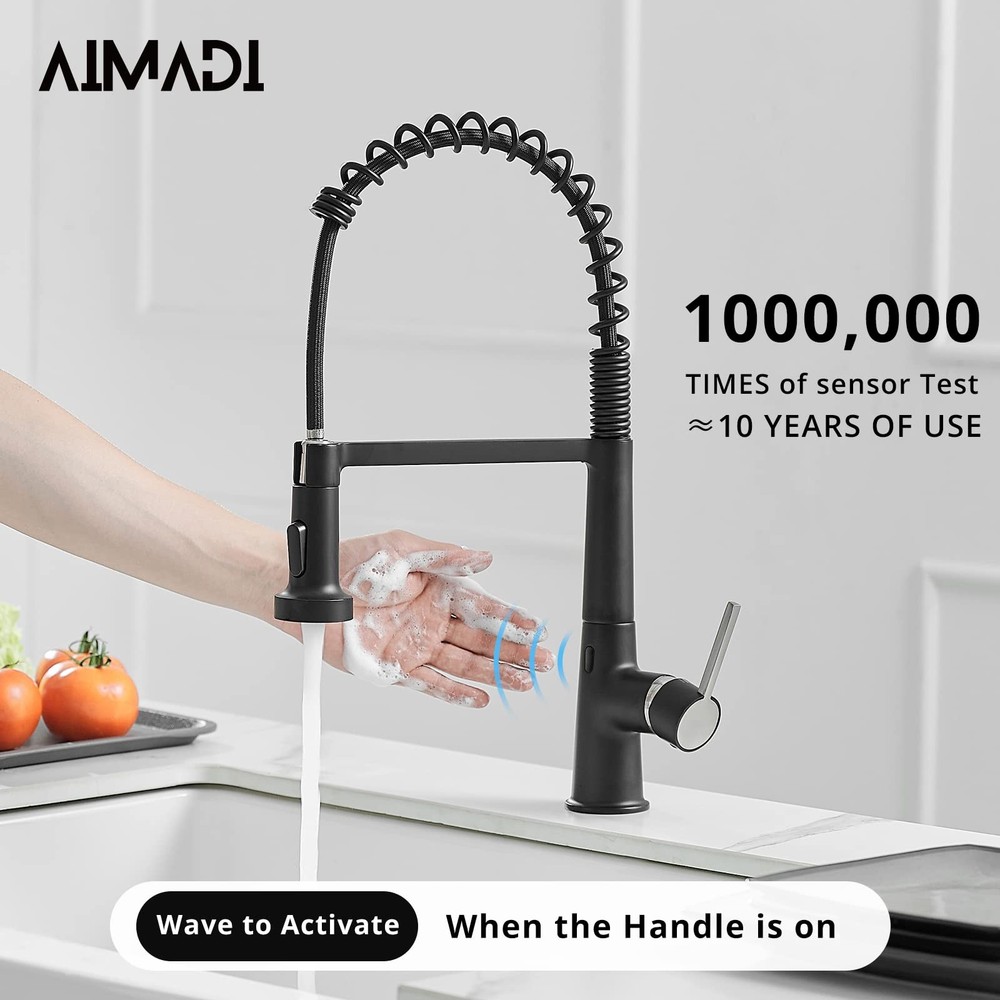 Touchless Kitchen Faucet with Pull Down Sprayer, Sensor Smart Hands-Free Sing...