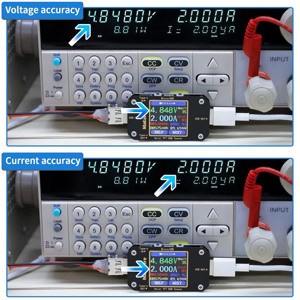 Advanced USB Multimeter: 360° Rotating LCD, Temperature Alerts, Compact Design