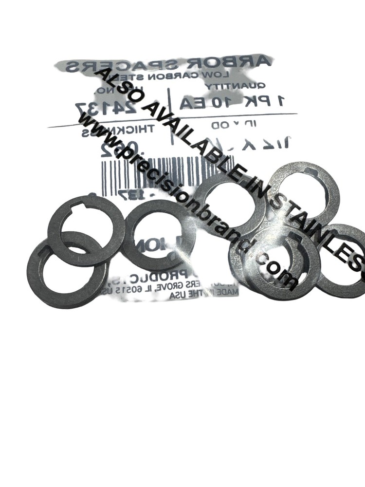 Precision Brand 1/2 ID, 3/4 OD, Arbor Spacers .062 Thick 10 Pack