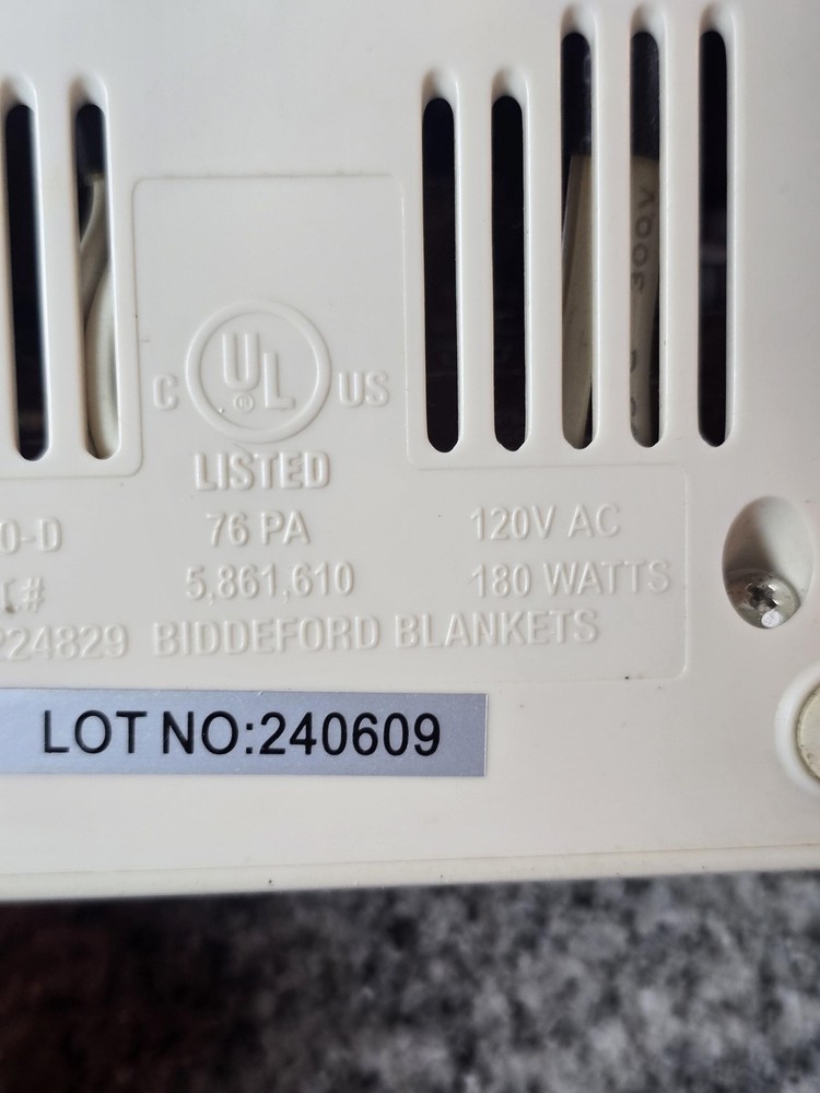 Cannon Heated Bedding Controller TC12B0-D White 120V Auto-Off Replacement Cord