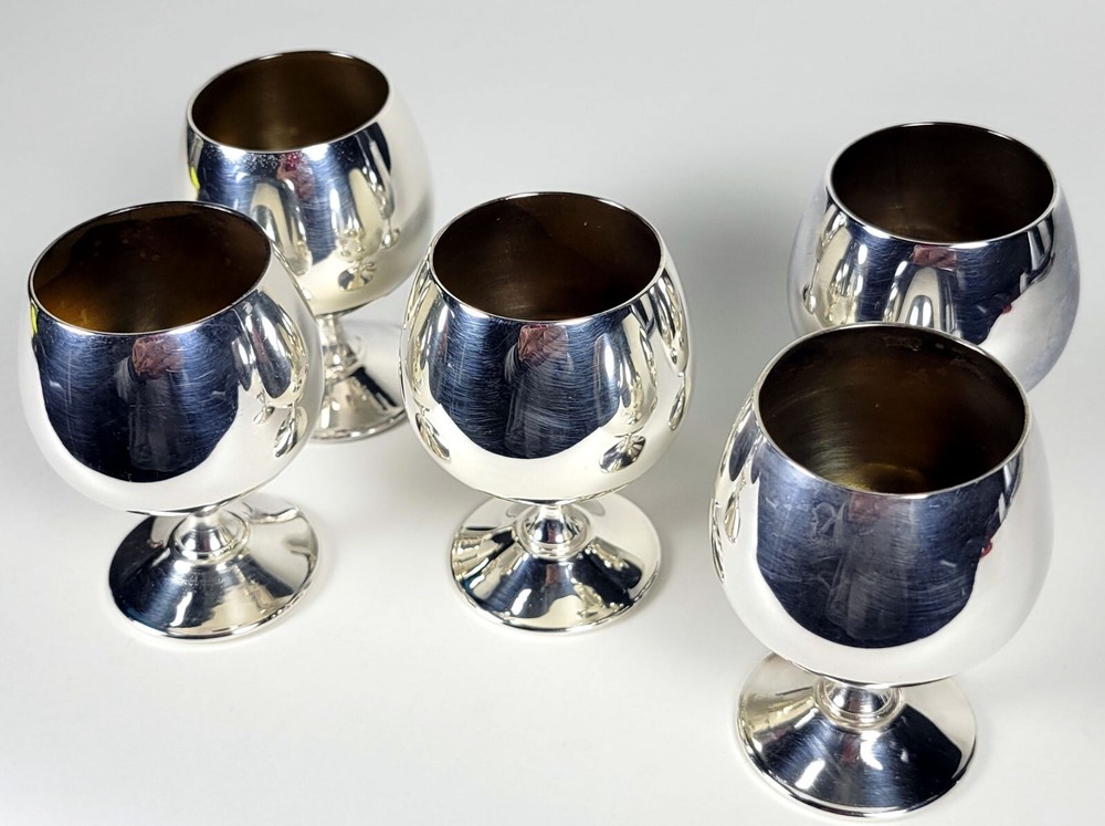 5 Vintage Sheridan Silverplate Cordials Apertif Cups 2-3/8" - Taunton MA