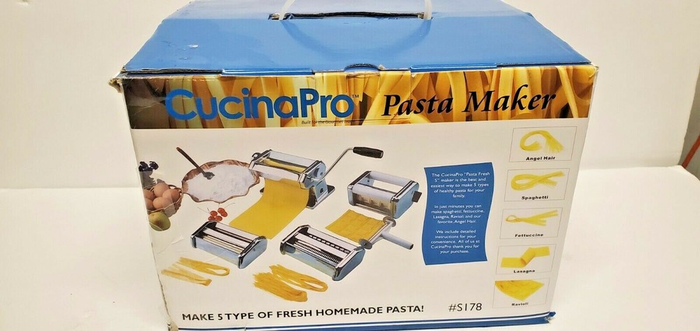 Cucina Pro Classic Pasta Maker Deluxe Set~3 Attachments For 5 Different Pastas