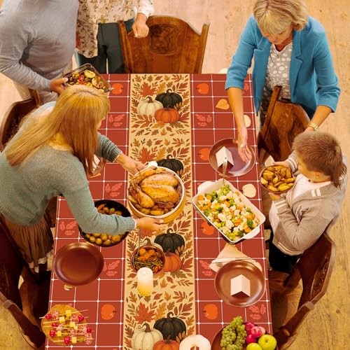 Fall Decorations for Home - Plastic Disposable Fall Tablecloth | Autumn Orange