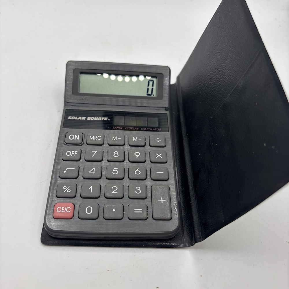 Solar Equate Electronic Display Adjustable Calculator Tested Works