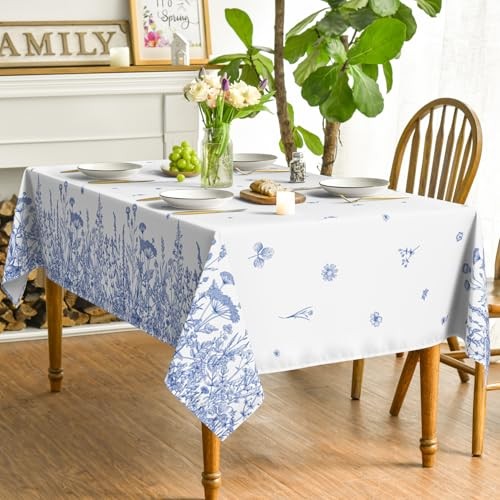 Spring Summer Tablecloth 52×70 Inch Rectangular, 52" x 70" (Rectangular) Blue