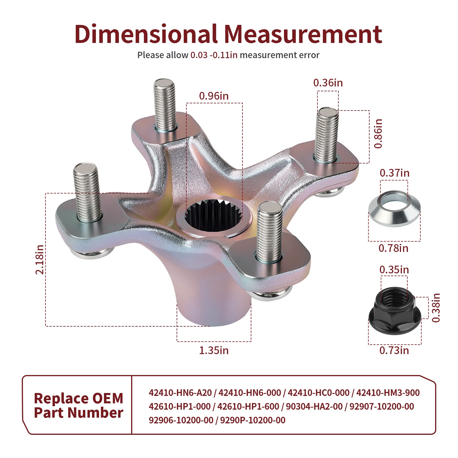 2 Rear Wheel Hubs for Honda Sportrax 400 TRX400EX 2x4 1999-2008 w/ Nuts Adaptors