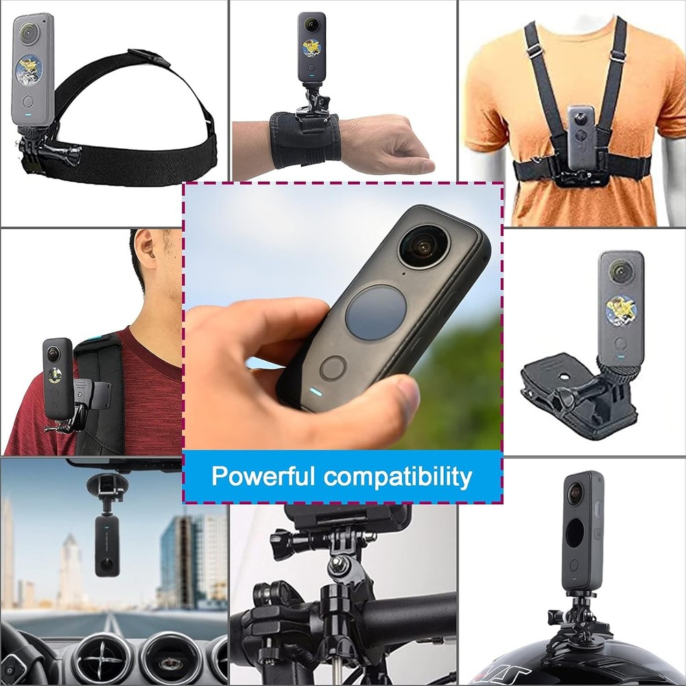 44 in 1 Action Camera Accessory Combo Kit -Compatible with Insta360 One Black