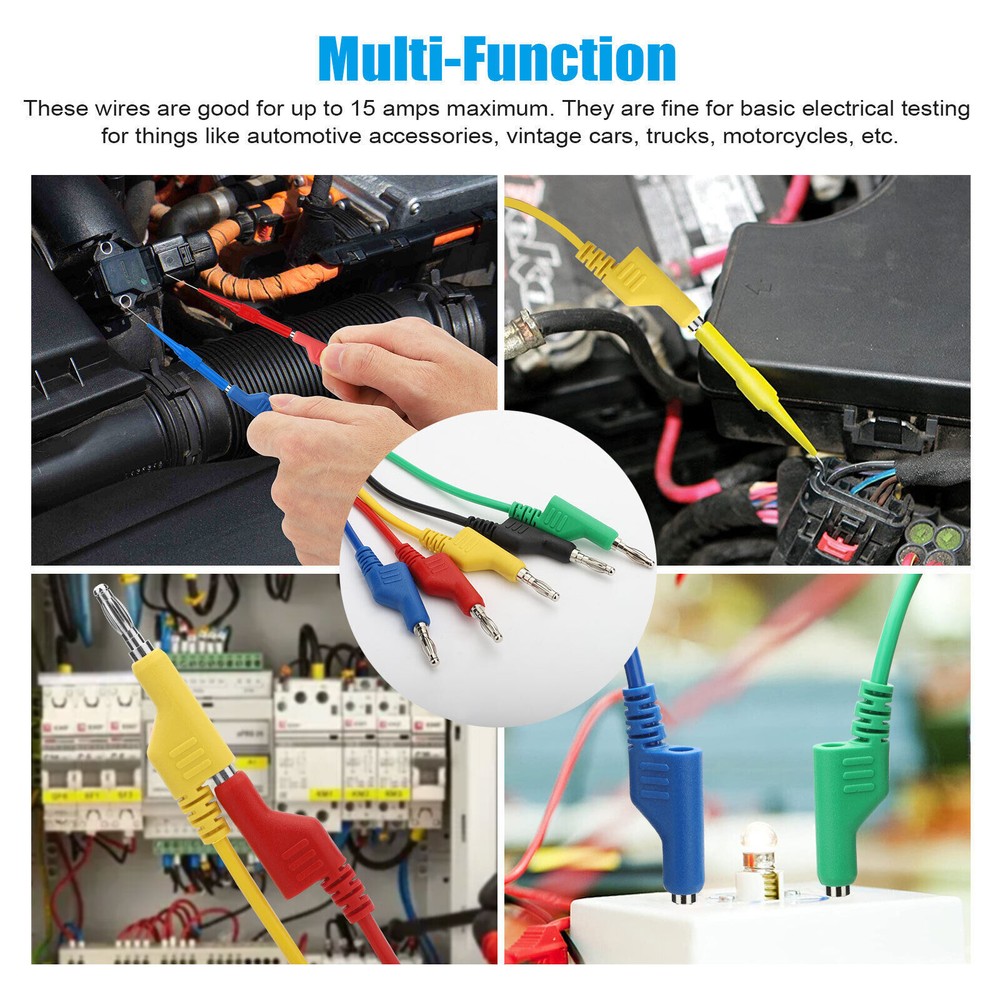 10PC 1000V Stackable Banana To Banana Plug Test Leads Wire Cables For Multimeter
