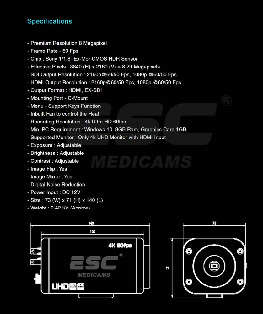 4k Microscope Camera for Surgical Operating Zeiss Beam Splitter C-Mount Adapter